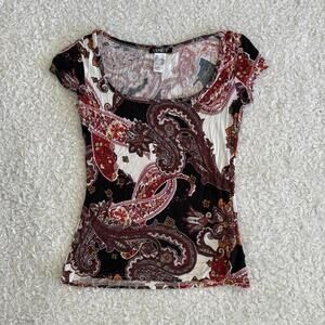 Venus Women's Paisley Print Short Sleeve Top Shirt (size XS)